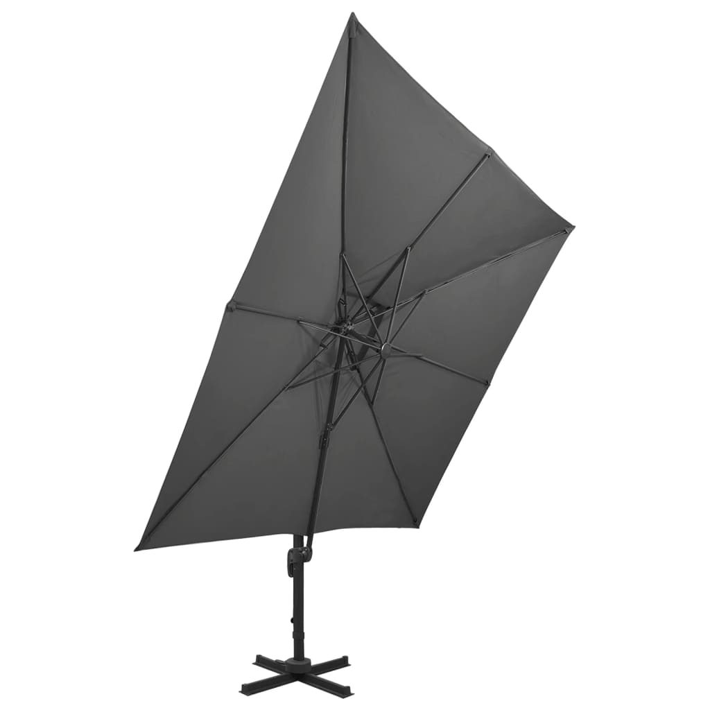 vidaXL Umbrelă în consolă cu înveliș dublu, antracit, 300x300 cm vidaXL Umbrelă în consolă cu înveliș dublu, antracit, 300x300 cm