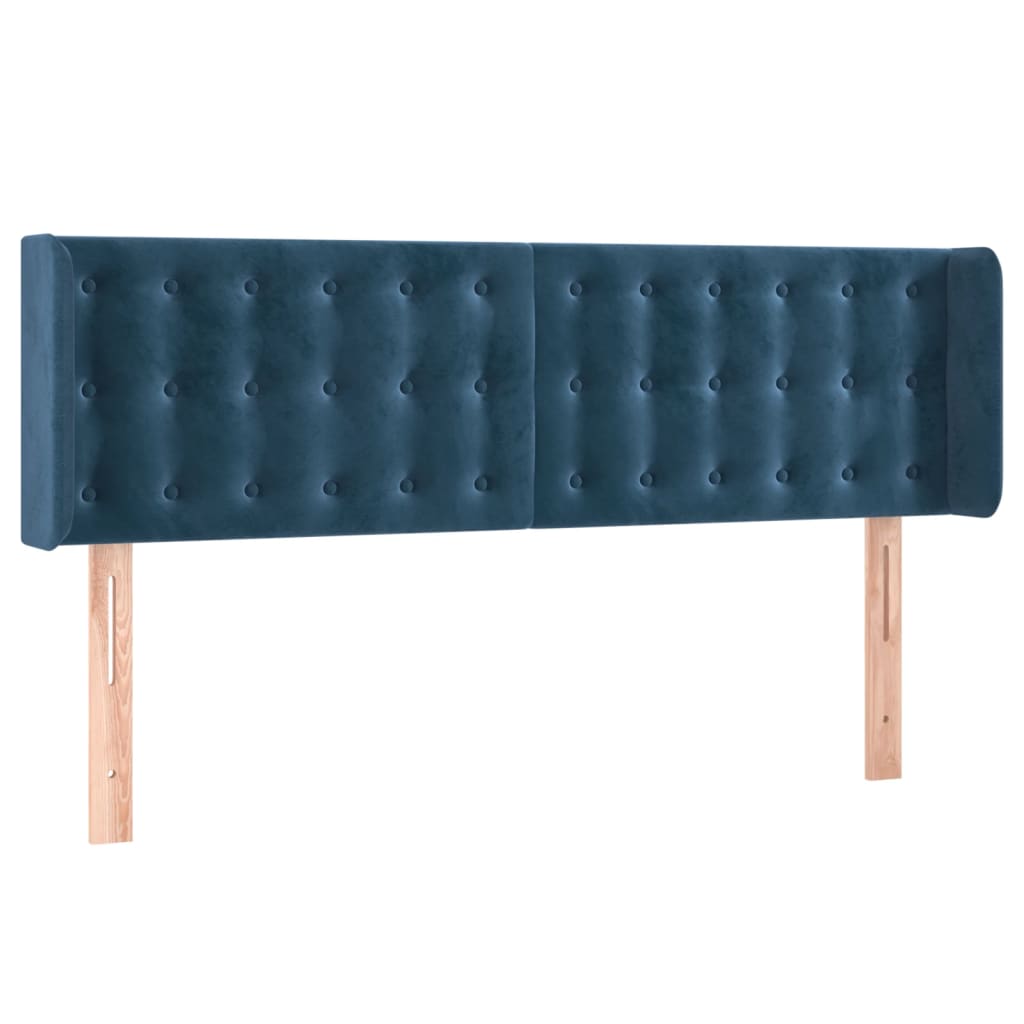 vidaXL Tăblie de pat cu LED, albastru închis, 147x16x78/88 cm, catifea