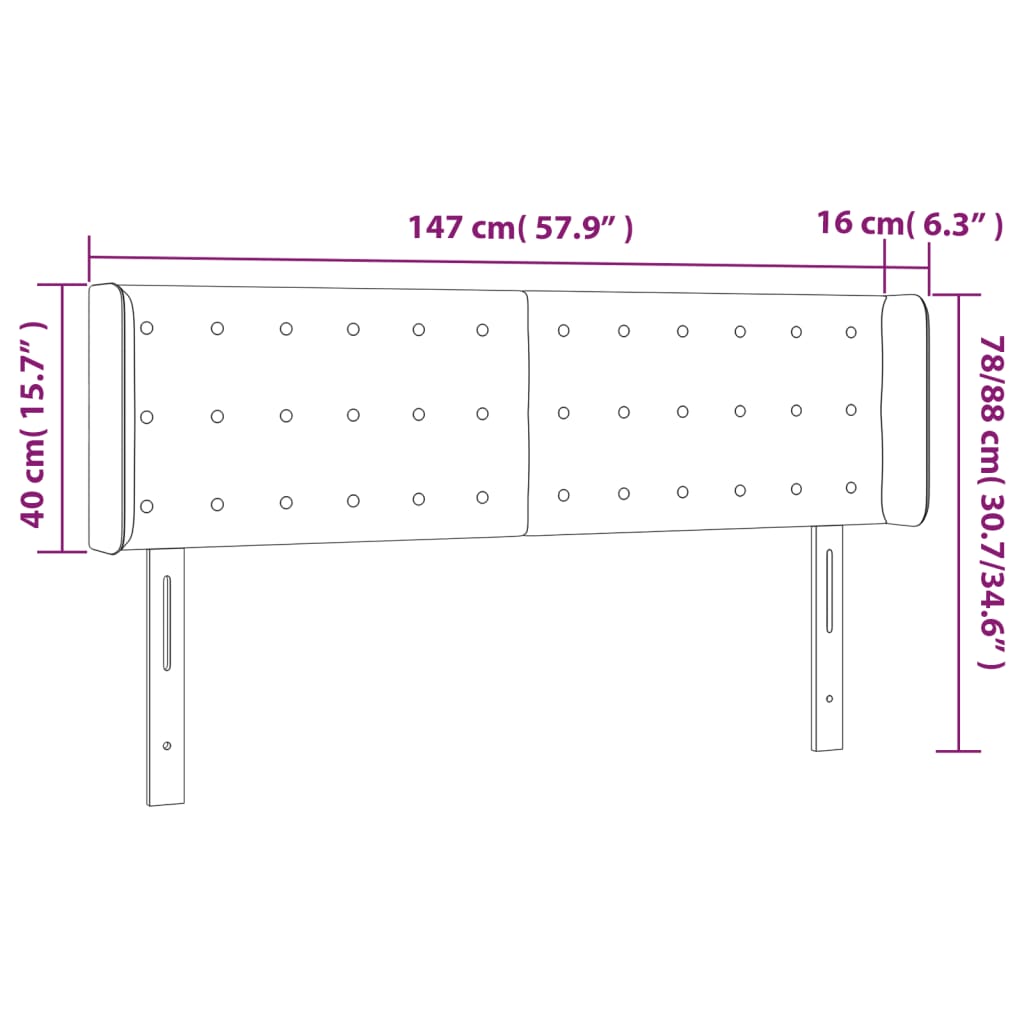 vidaXL Tăblie de pat cu LED, albastru închis, 147x16x78/88 cm, catifea