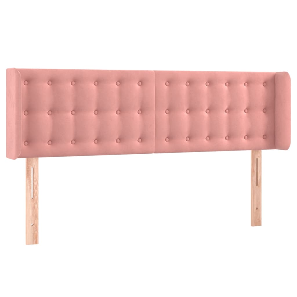 vidaXL Tăblie de pat cu LED, roz, 147x16x78/88 cm, catifea