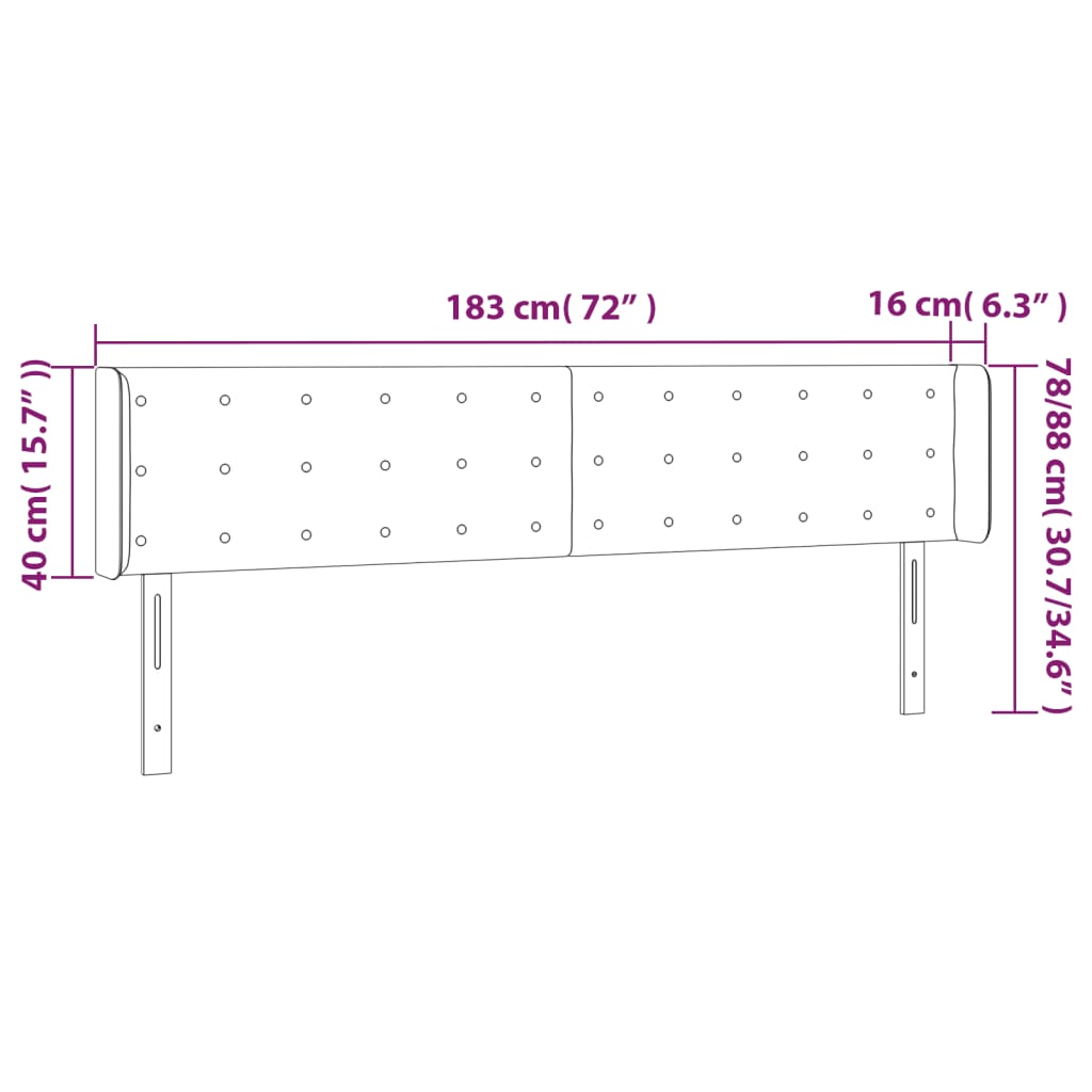 vidaXL Tăblie de pat cu LED gri închis 183x16x78/88 cm catifea vidaXL Tăblie de pat cu LED gri închis 183x16x78/88 cm catifea