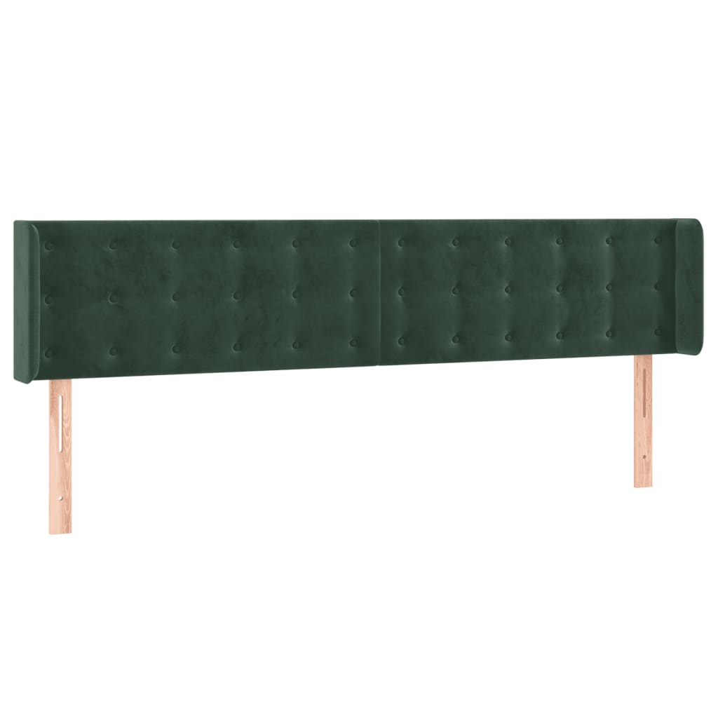 vidaXL Tăblie de pat cu LED, verde închis, 183x16x78/88 cm, catifea vidaXL Tăblie de pat cu LED, verde închis, 183x16x78/88 cm, catifea
