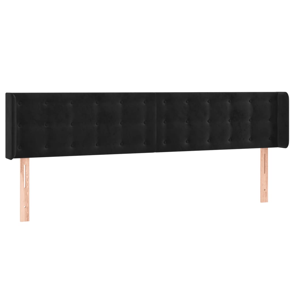 vidaXL Tăblie de pat cu LED, negru, 203x16x78/88 cm, catifea