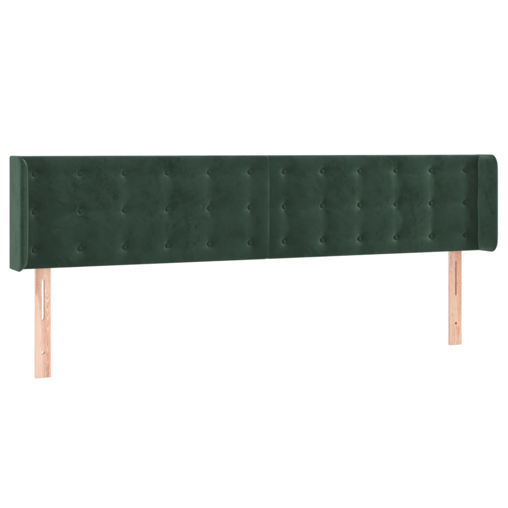 vidaXL Tăblie de pat cu LED, verde închis, 203x16x78/88 cm, catifea vidaXL Tăblie de pat cu LED, verde închis, 203x16x78/88 cm, catifea