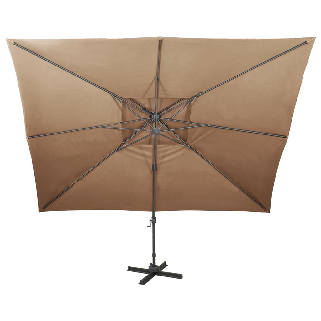 vidaXL Umbrelă în consolă cu înveliș dublu, taupe, 400x300 cm vidaXL Umbrelă în consolă cu înveliș dublu, taupe, 400x300 cm