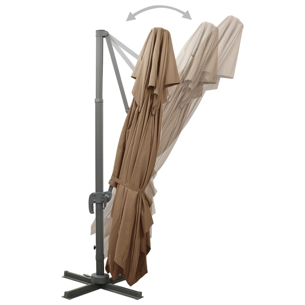 vidaXL Umbrelă în consolă cu înveliș dublu, taupe, 400x300 cm vidaXL Umbrelă în consolă cu înveliș dublu, taupe, 400x300 cm