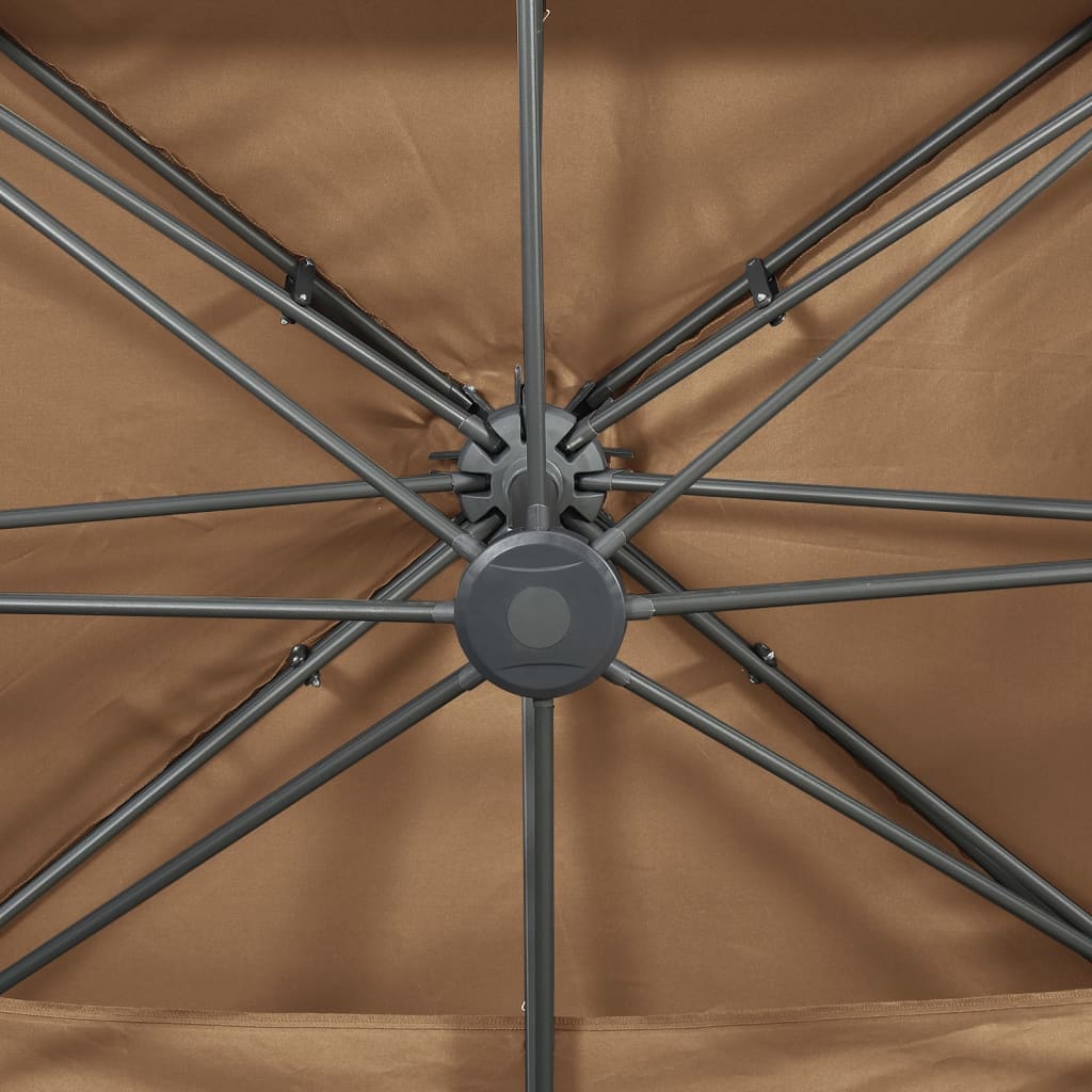 vidaXL Umbrelă în consolă cu înveliș dublu, taupe, 400x300 cm vidaXL Umbrelă în consolă cu înveliș dublu, taupe, 400x300 cm