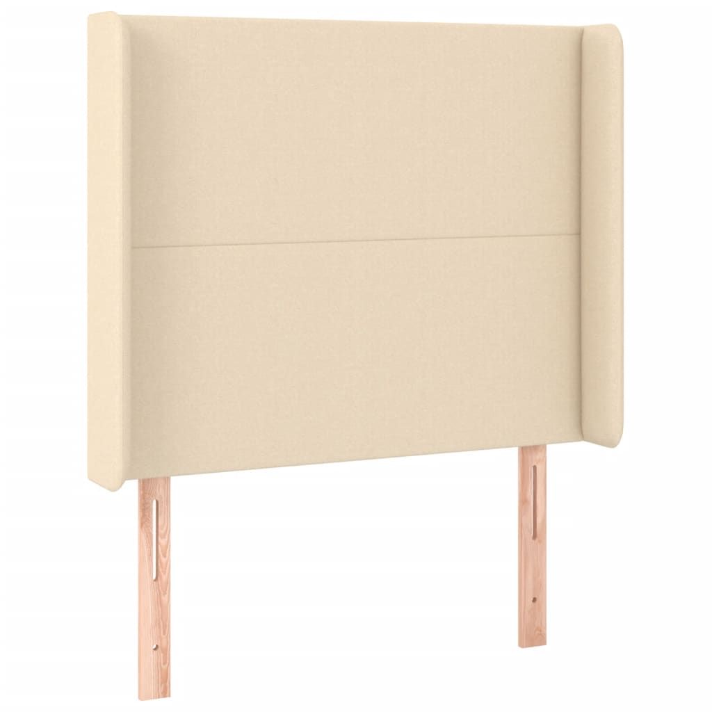 vidaXL Tăblie de pat cu LED, crem, 103x16x118/128 cm, textil
