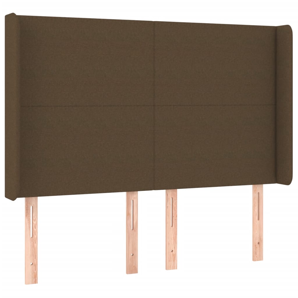 vidaXL Tăblie de pat cu LED, maro închis, 147x16x118/128 cm, textil vidaXL Tăblie de pat cu LED, maro închis, 147x16x118/128 cm, textil