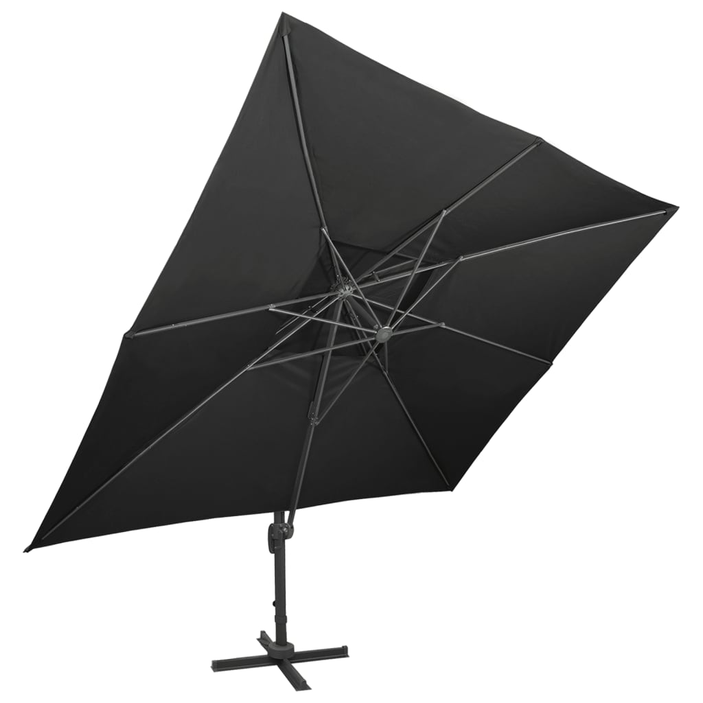 vidaXL Umbrelă în consolă cu înveliș dublu, negru, 400x300 cm vidaXL Umbrelă în consolă cu înveliș dublu, negru, 400x300 cm