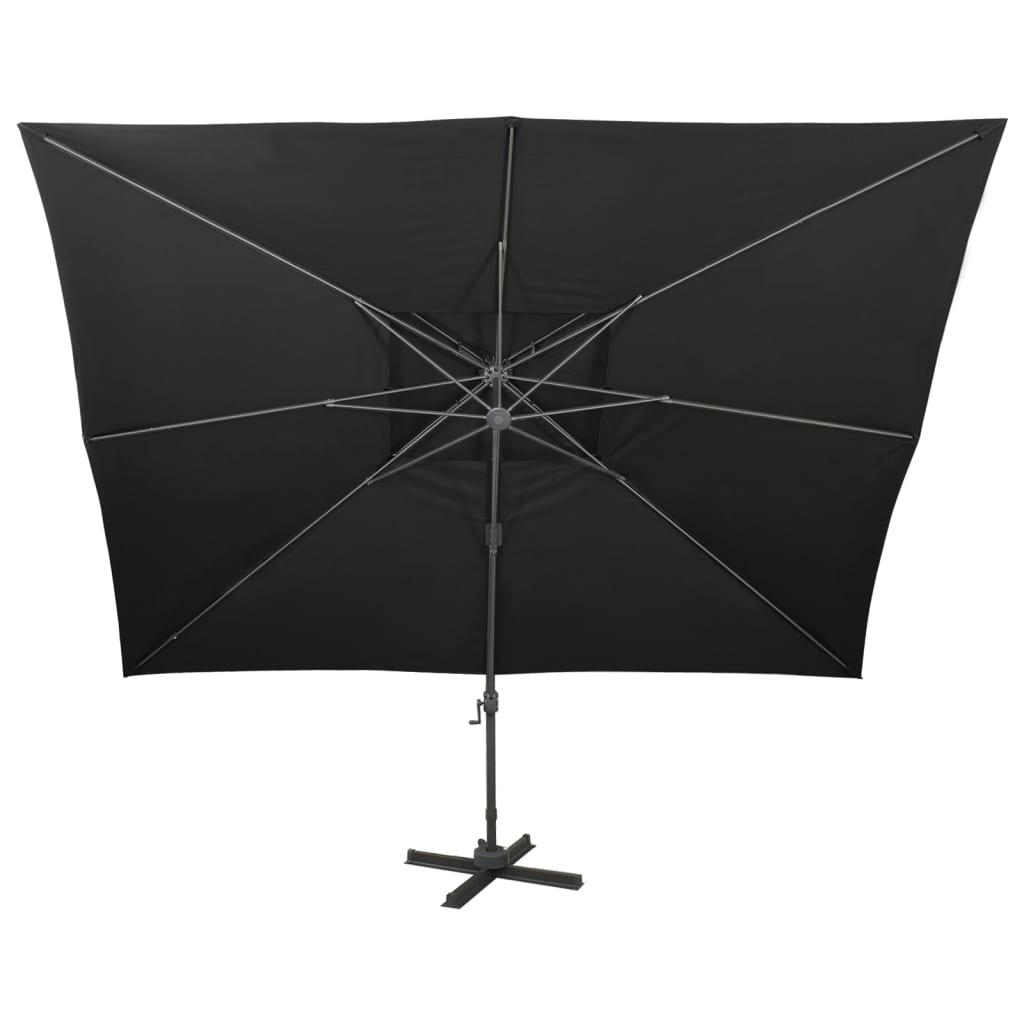 vidaXL Umbrelă în consolă cu înveliș dublu, negru, 400x300 cm vidaXL Umbrelă în consolă cu înveliș dublu, negru, 400x300 cm