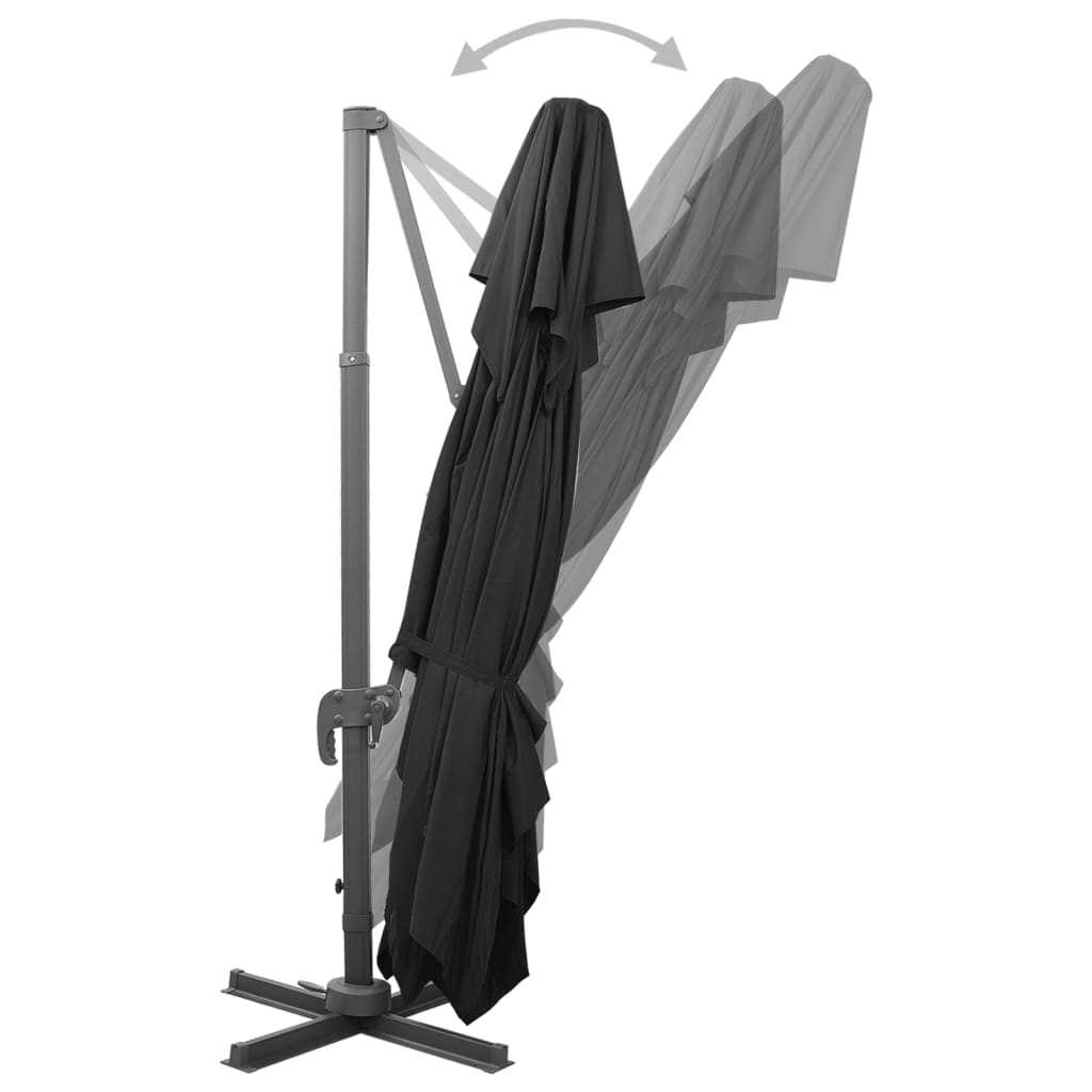 vidaXL Umbrelă în consolă cu înveliș dublu, negru, 400x300 cm vidaXL Umbrelă în consolă cu înveliș dublu, negru, 400x300 cm