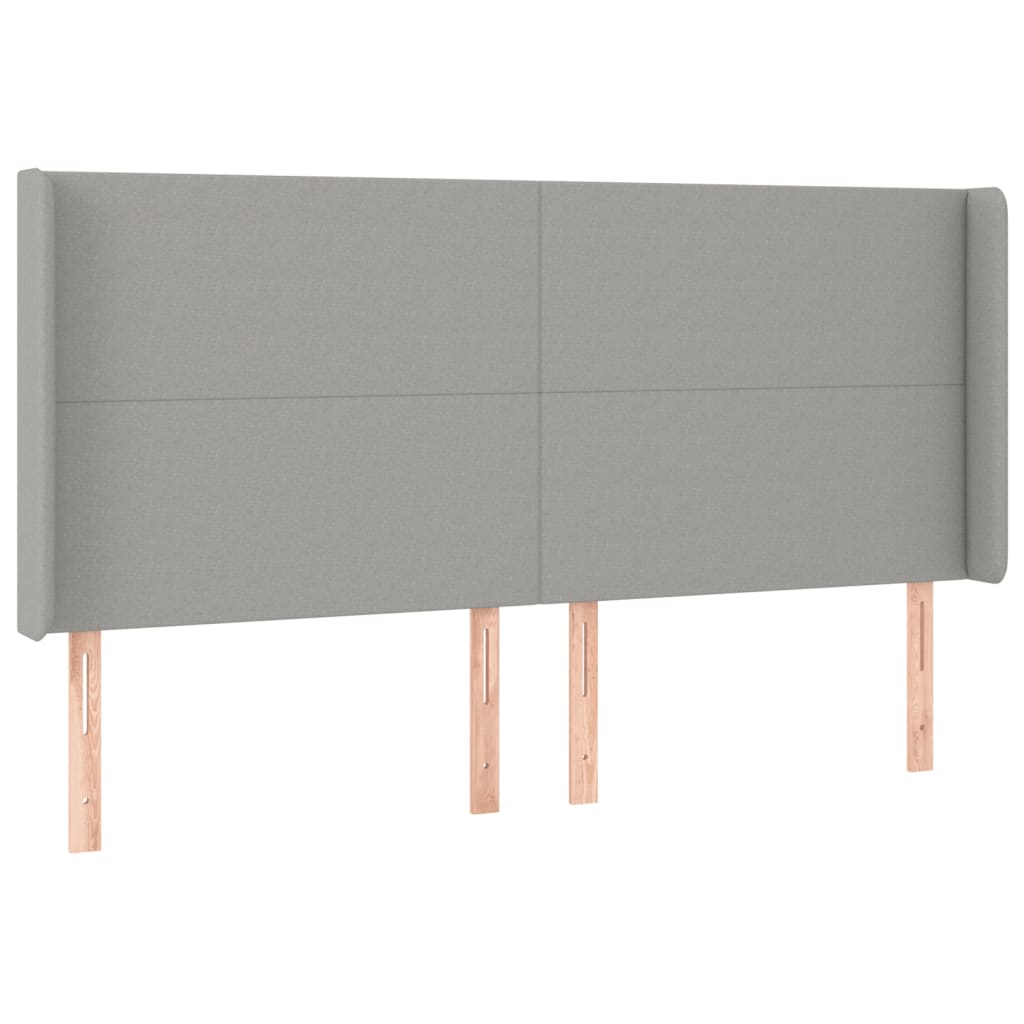 vidaXL Tăblie de pat cu LED, gri deschis, 163x16x118/128 cm, textil