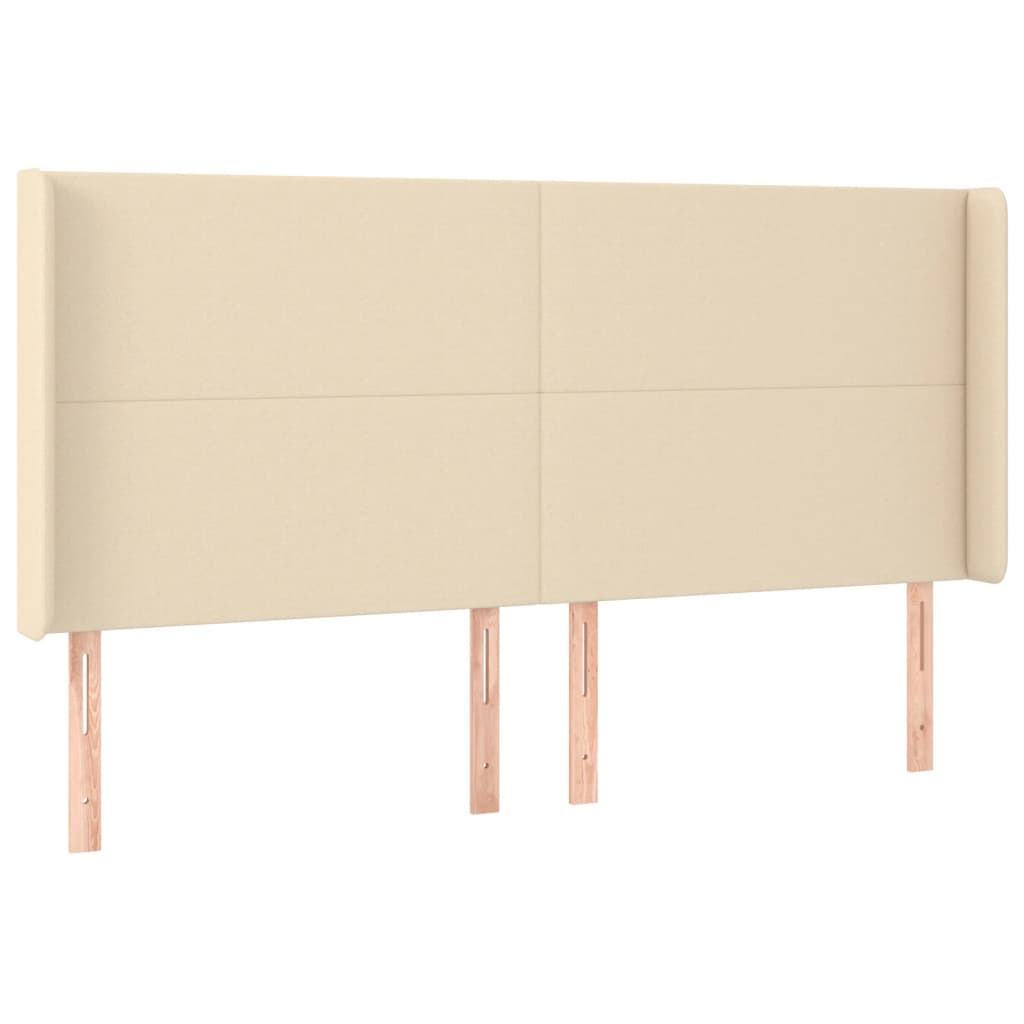 vidaXL Tăblie de pat cu LED, crem, 163x16x118/128 cm, textil vidaXL Tăblie de pat cu LED, crem, 163x16x118/128 cm, textil