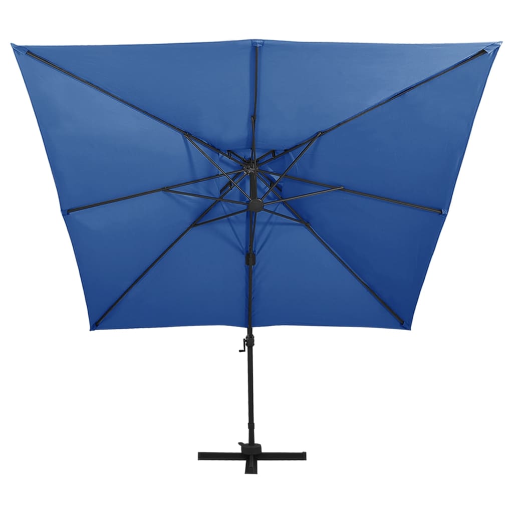 vidaXL Umbrelă în consolă cu înveliș dublu, albastru azur, 300x300 cm vidaXL Umbrelă în consolă cu înveliș dublu, albastru azur, 300x300 cm