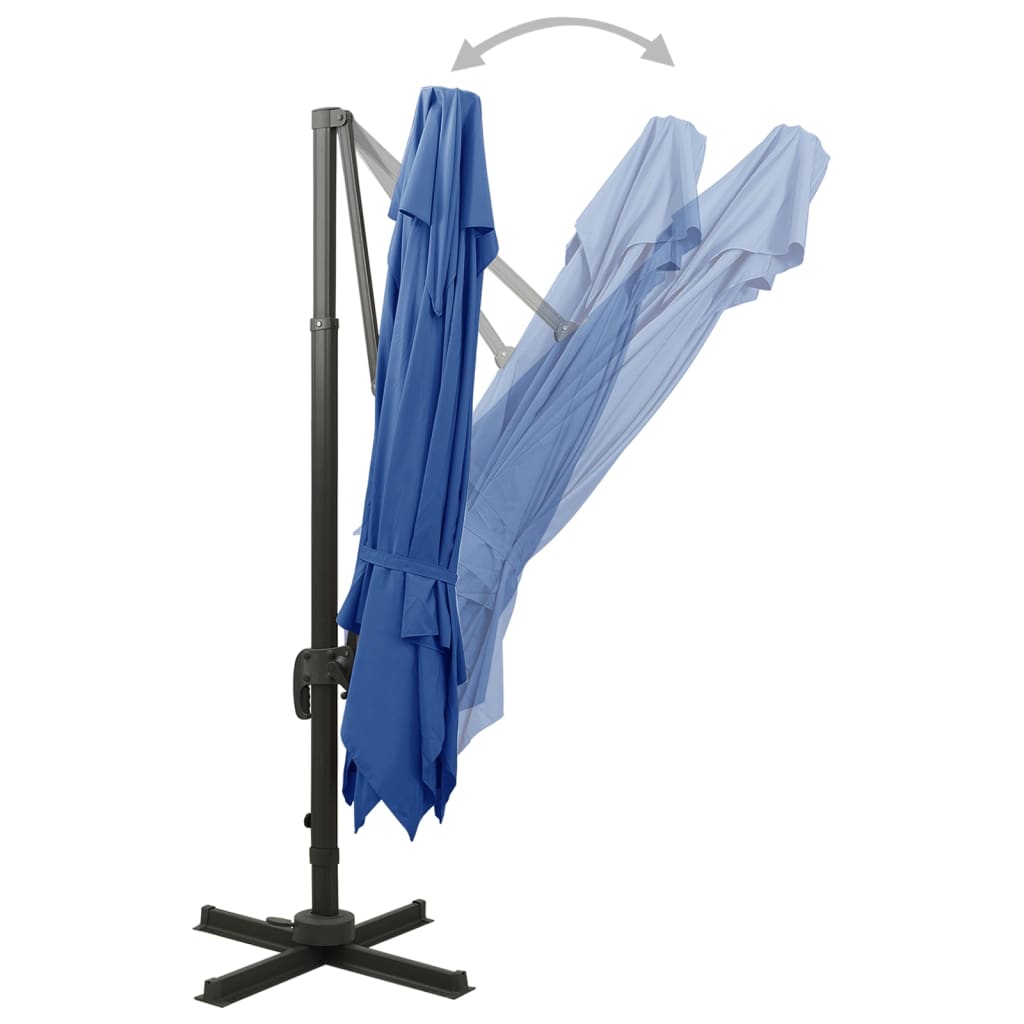 vidaXL Umbrelă în consolă cu înveliș dublu, albastru azur, 300x300 cm vidaXL Umbrelă în consolă cu înveliș dublu, albastru azur, 300x300 cm