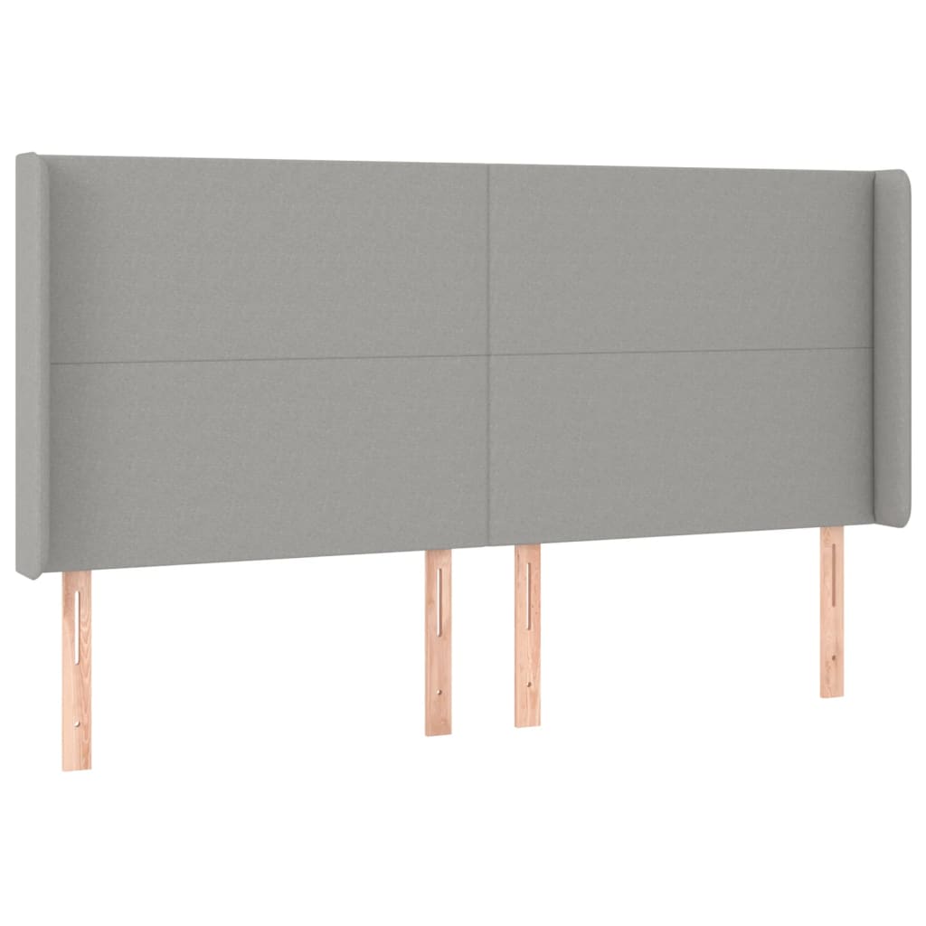 vidaXL Tăblie de pat cu LED, gri deschis, 183x16x118/128 cm, textil