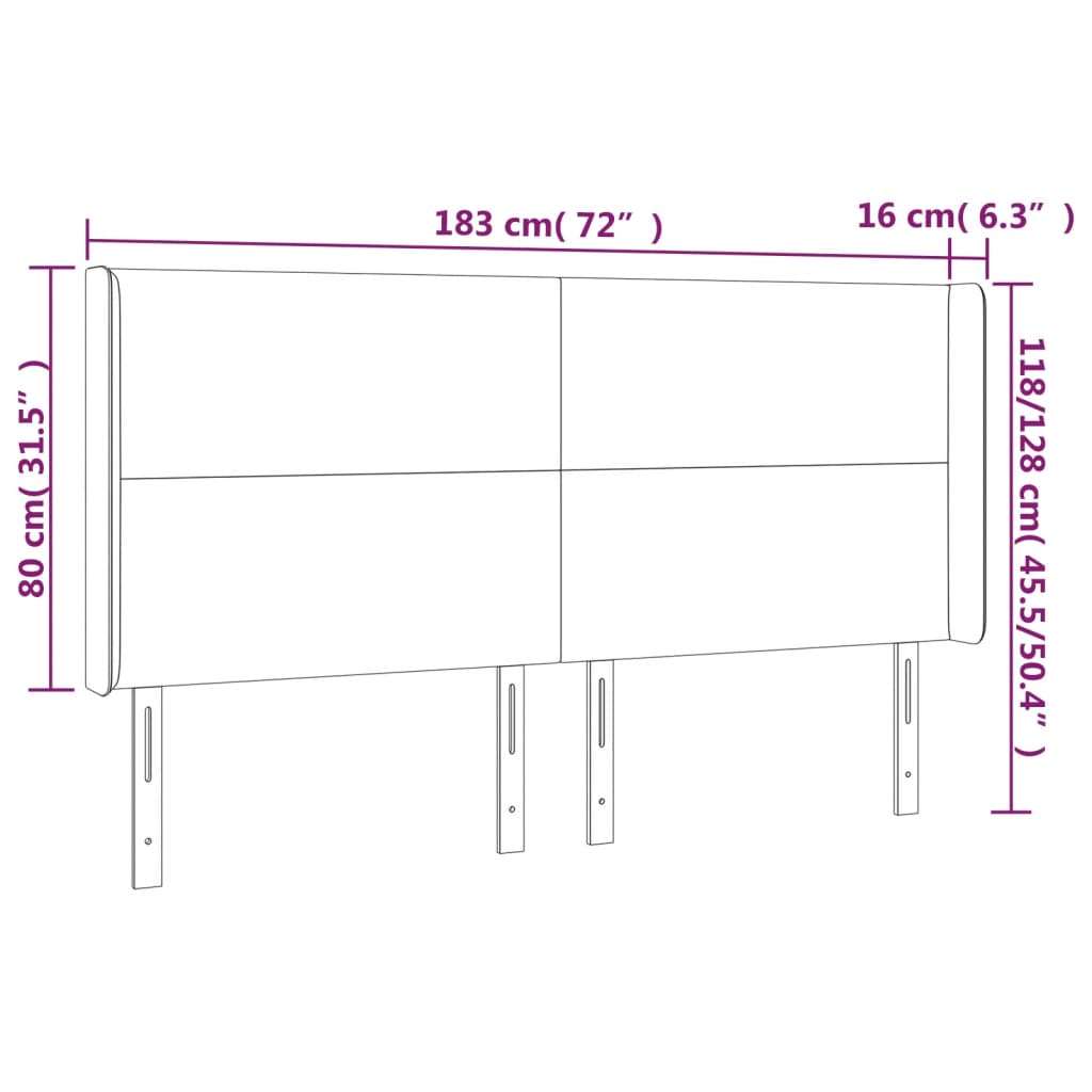 vidaXL Tăblie de pat cu LED, albastru, 183x16x118/128 cm, textil vidaXL Tăblie de pat cu LED, albastru, 183x16x118/128 cm, textil
