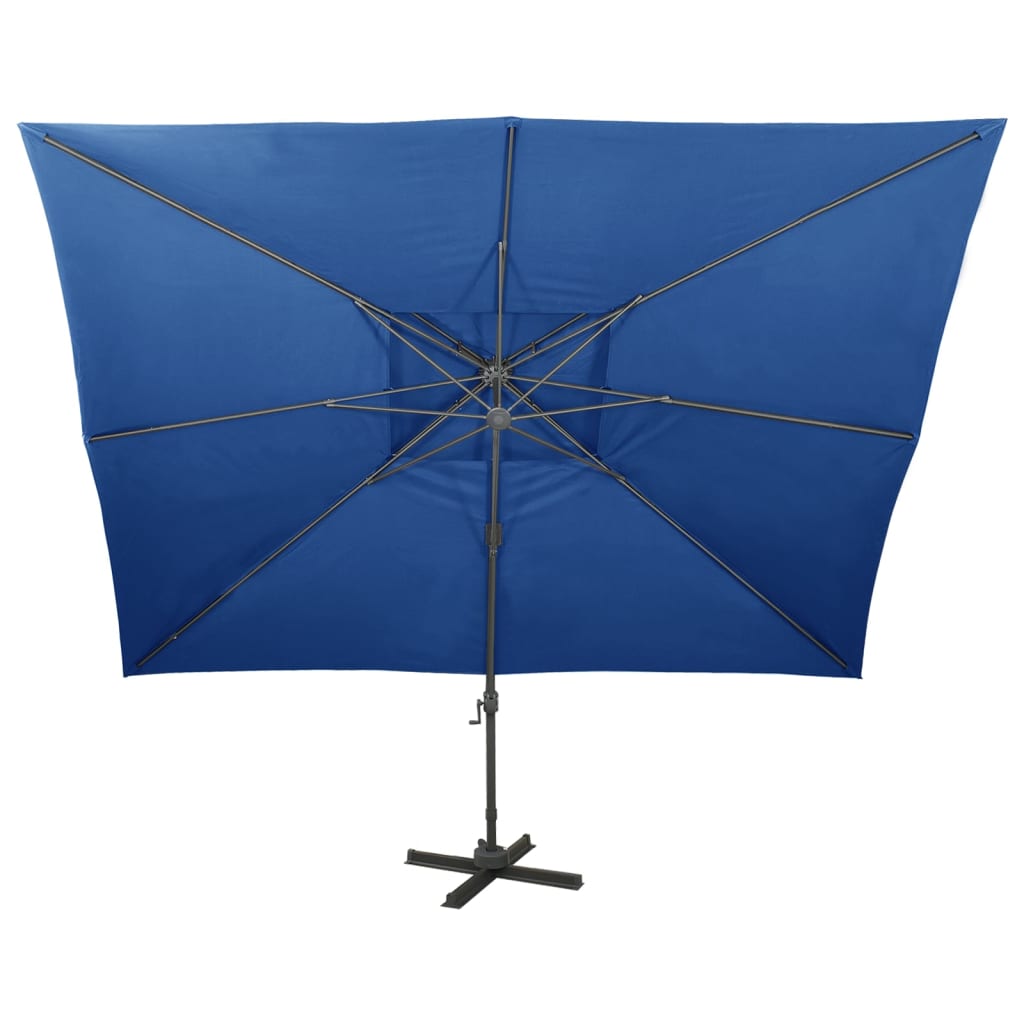 vidaXL Umbrelă în consolă cu înveliș dublu, albastru azuriu 400x300 cm vidaXL Umbrelă în consolă cu înveliș dublu, albastru azuriu 400x300 cm