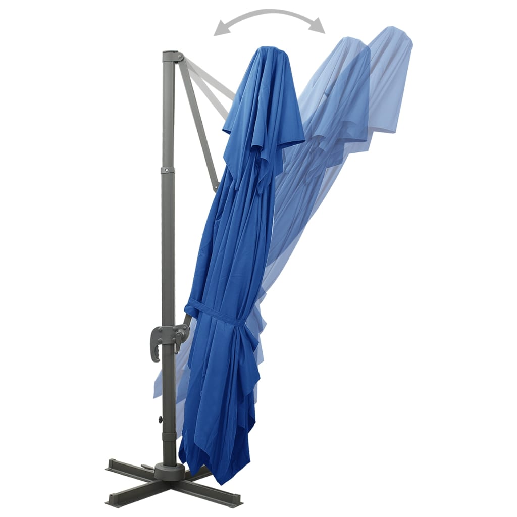 vidaXL Umbrelă în consolă cu înveliș dublu, albastru azuriu 400x300 cm vidaXL Umbrelă în consolă cu înveliș dublu, albastru azuriu 400x300 cm