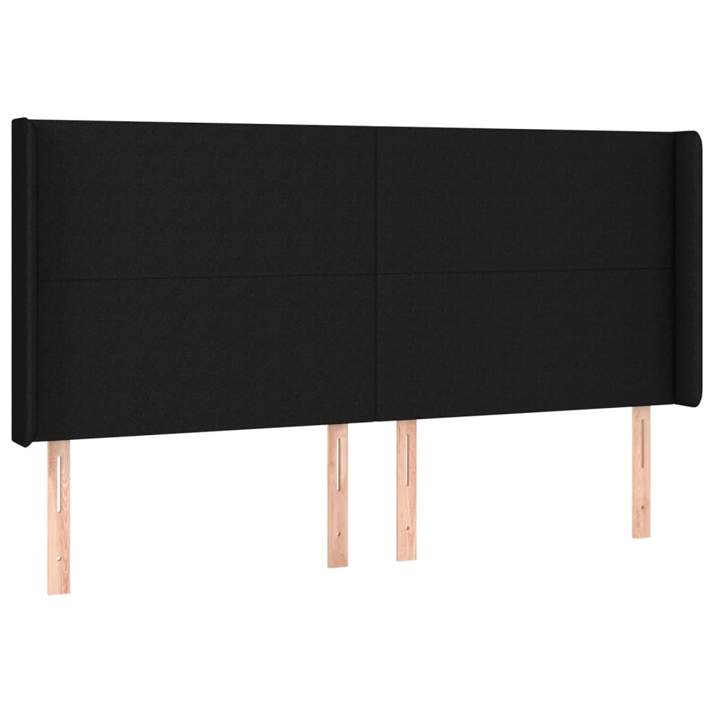 vidaXL Tăblie de pat cu LED, negru, 203x16x118/128 cm, textil