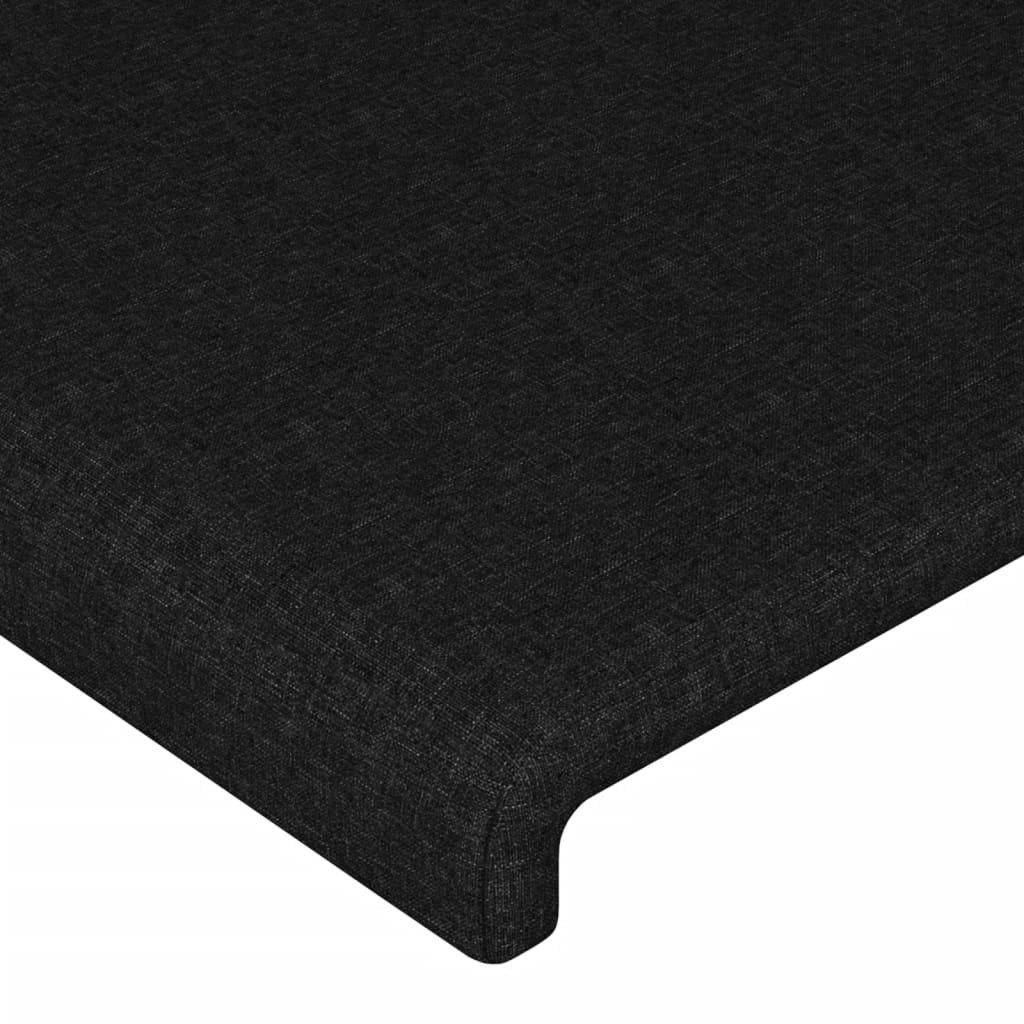 vidaXL Tăblie de pat cu LED, negru, 203x16x118/128 cm, textil