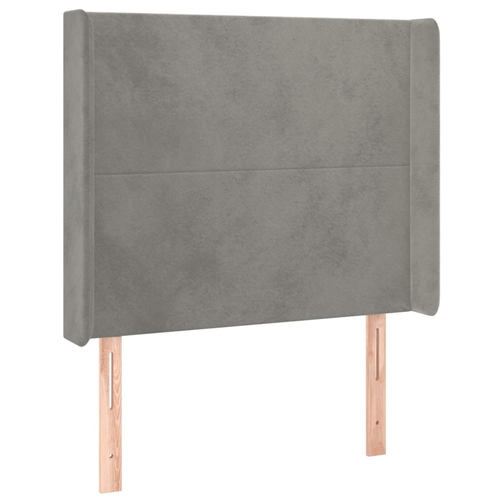 vidaXL Tăblie de pat cu LED, gri deschis, 83x16x118/128 cm, catifea vidaXL Tăblie de pat cu LED, gri deschis, 83x16x118/128 cm, catifea