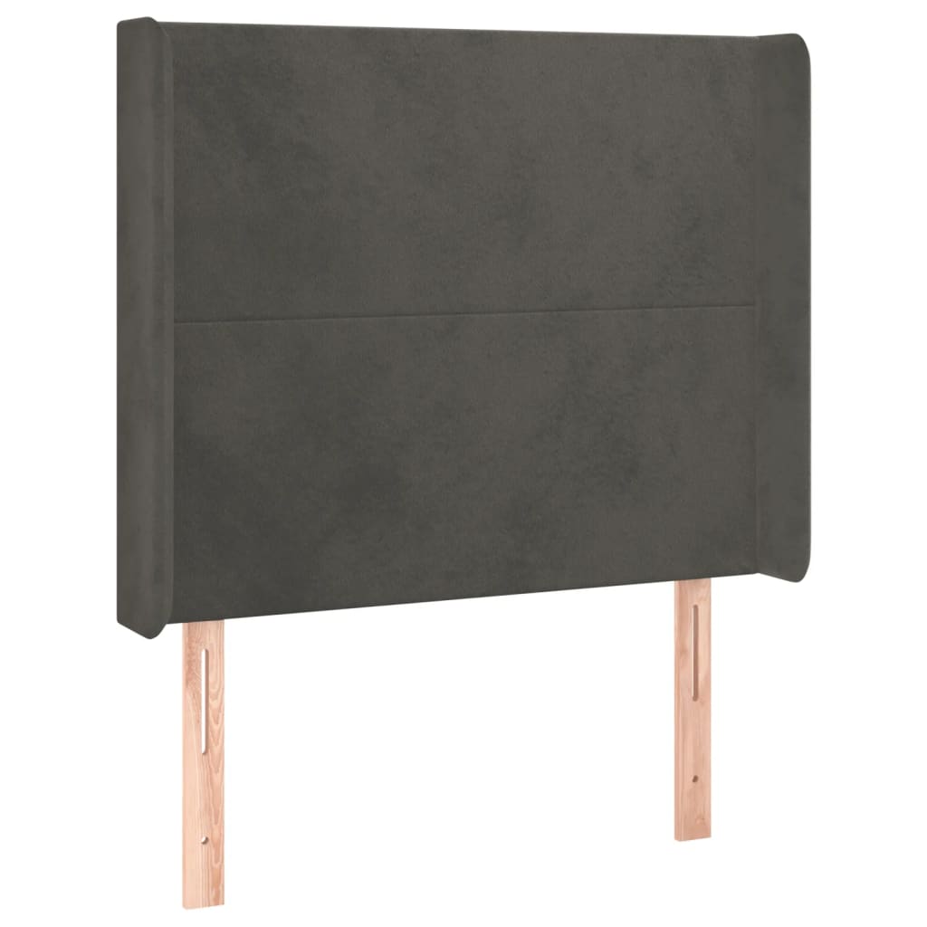 vidaXL Tăblie de pat cu LED, gri închis, 83x16x118/128 cm, catifea vidaXL Tăblie de pat cu LED, gri închis, 83x16x118/128 cm, catifea