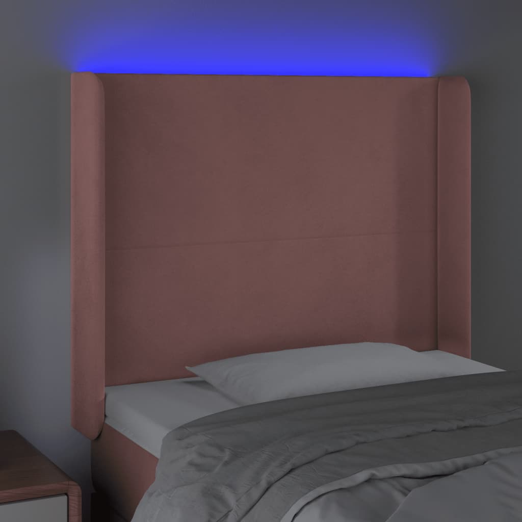 vidaXL Tăblie de pat cu LED, roz, 83x16x118/128 cm, catifea vidaXL Tăblie de pat cu LED, roz, 83x16x118/128 cm, catifea