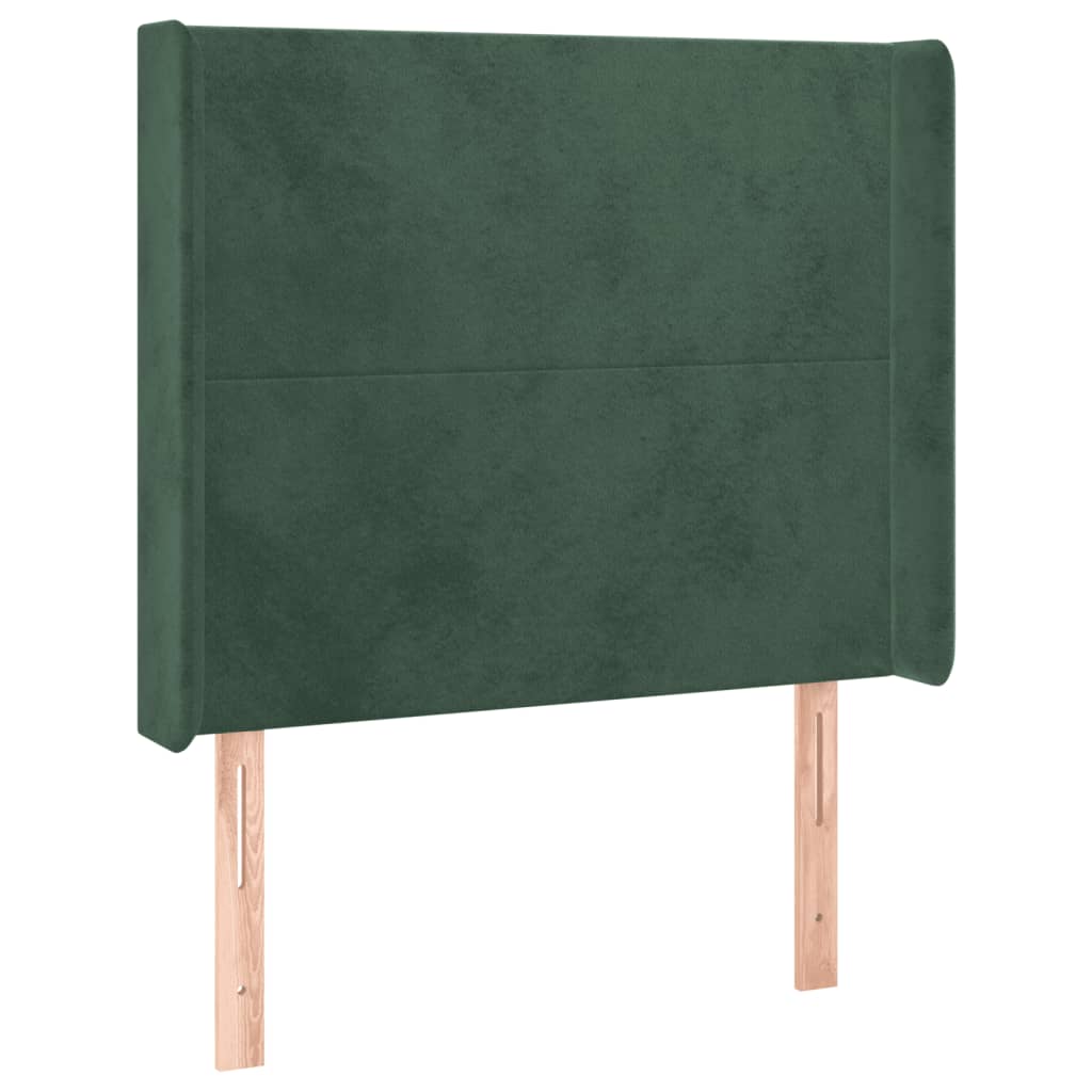 vidaXL Tăblie de pat cu LED, verde închis, 93x16x118/128cm, catifea vidaXL Tăblie de pat cu LED, verde închis, 93x16x118/128cm, catifea
