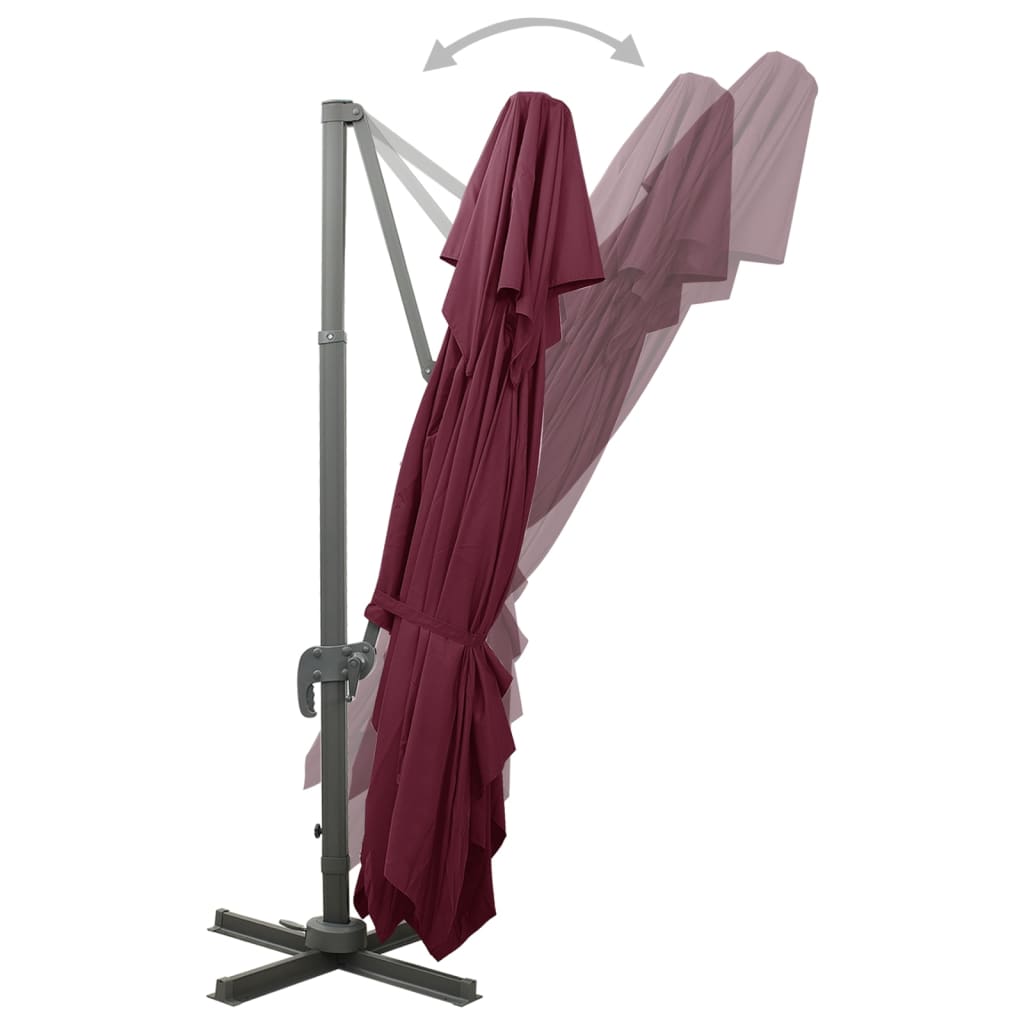 vidaXL Umbrelă în consolă cu înveliș dublu, roșu bordo, 400x300 cm vidaXL Umbrelă în consolă cu înveliș dublu, roșu bordo, 400x300 cm