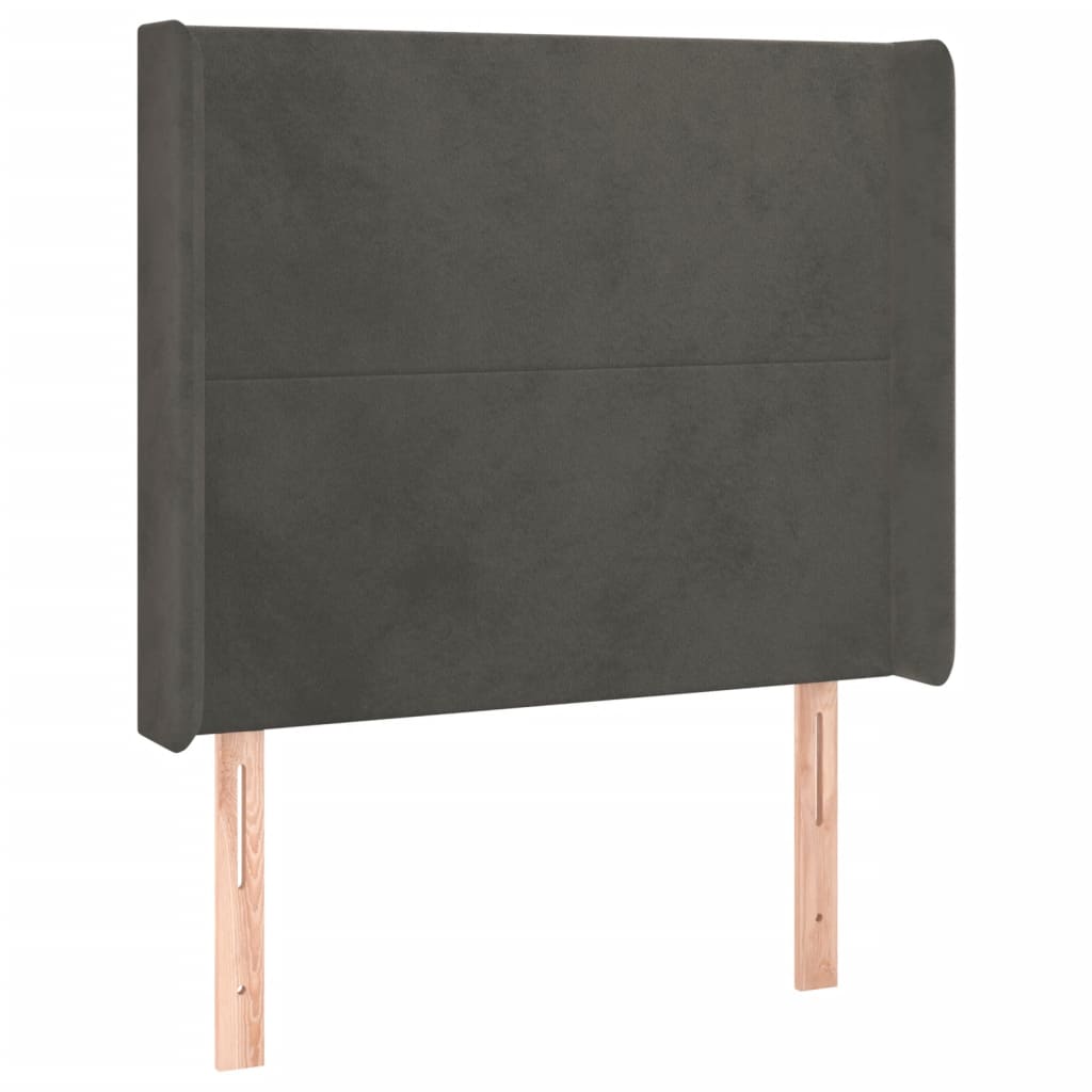vidaXL Tăblie de pat cu LED, gri închis, 103x16x118/128 cm, catifea vidaXL Tăblie de pat cu LED, gri închis, 103x16x118/128 cm, catifea