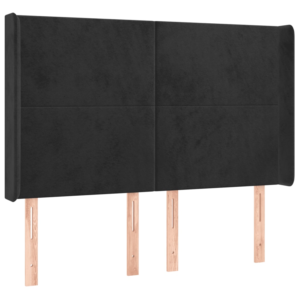 vidaXL Tăblie de pat cu LED, negru, 147x16x118/128 cm, catifea vidaXL Tăblie de pat cu LED, negru, 147x16x118/128 cm, catifea