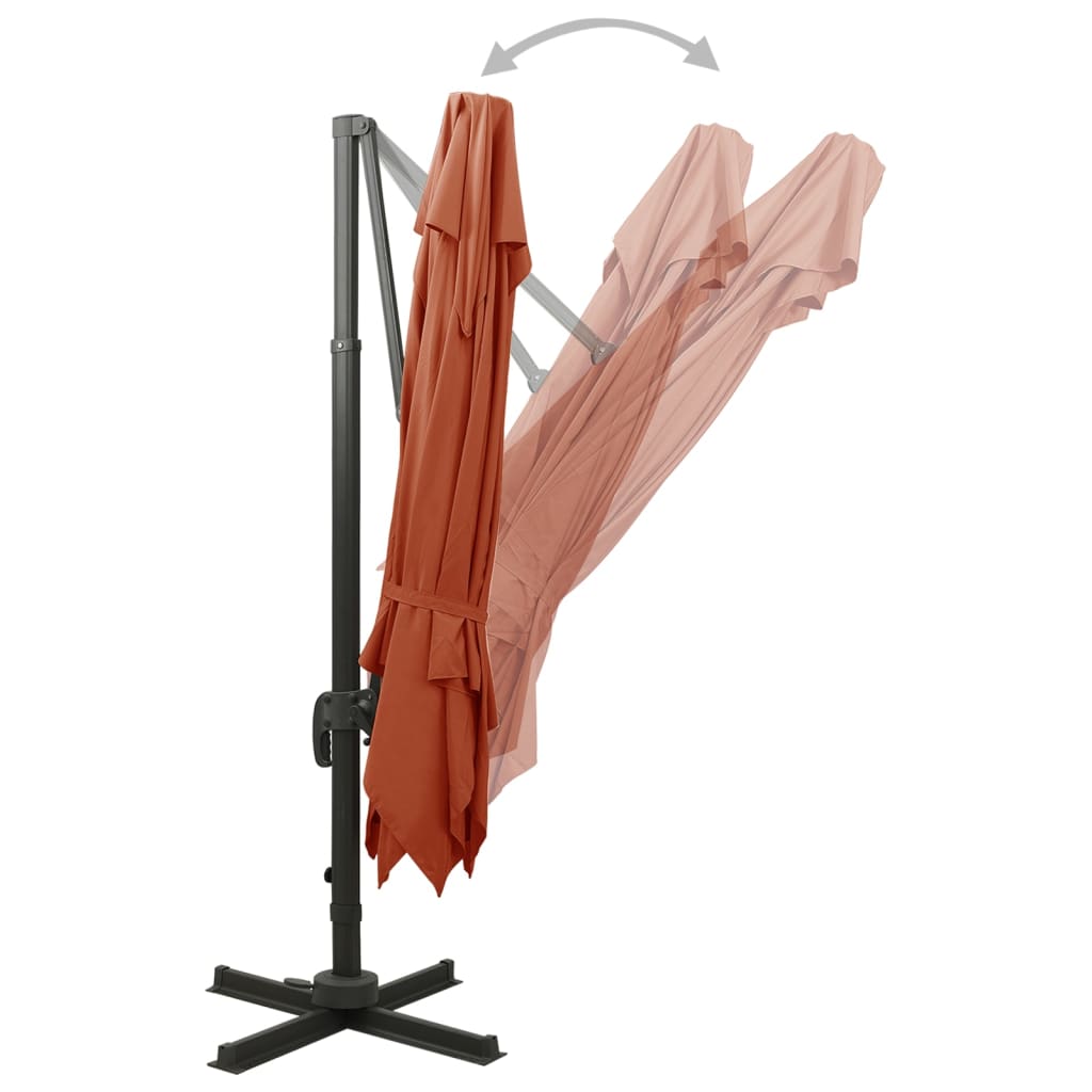 vidaXL Umbrelă în consolă cu înveliș dublu, cărămiziu, 300x300 cm vidaXL Umbrelă în consolă cu înveliș dublu, cărămiziu, 300x300 cm