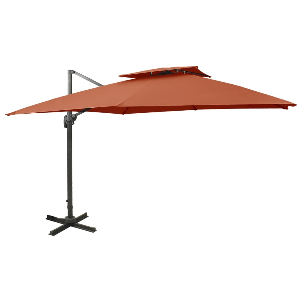 vidaXL Umbrelă în consolă cu înveliș dublu, cărămiziu, 300x300 cm vidaXL Umbrelă în consolă cu înveliș dublu, cărămiziu, 300x300 cm