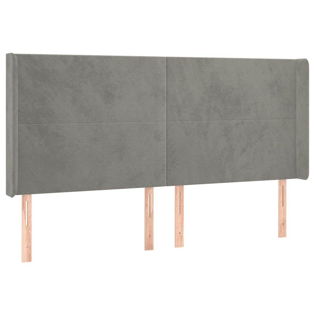 vidaXL Tăblie de pat cu LED, gri deschis, 183x16x118/128 cm, catifea