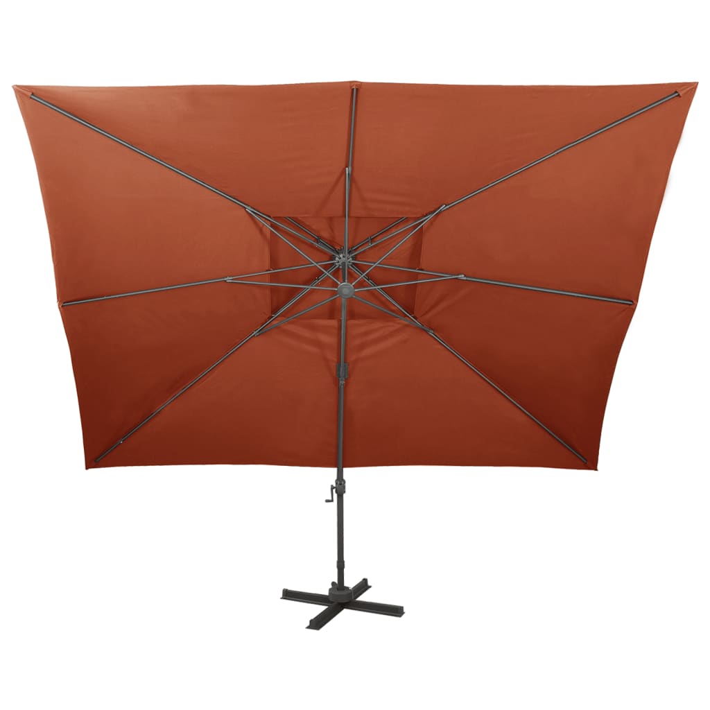 vidaXL Umbrelă în consolă cu înveliș dublu, cărămiziu, 400x300 cm vidaXL Umbrelă în consolă cu înveliș dublu, cărămiziu, 400x300 cm