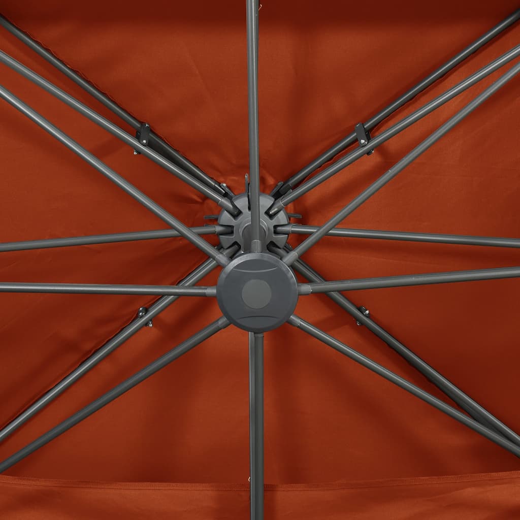 vidaXL Umbrelă în consolă cu înveliș dublu, cărămiziu, 400x300 cm vidaXL Umbrelă în consolă cu înveliș dublu, cărămiziu, 400x300 cm