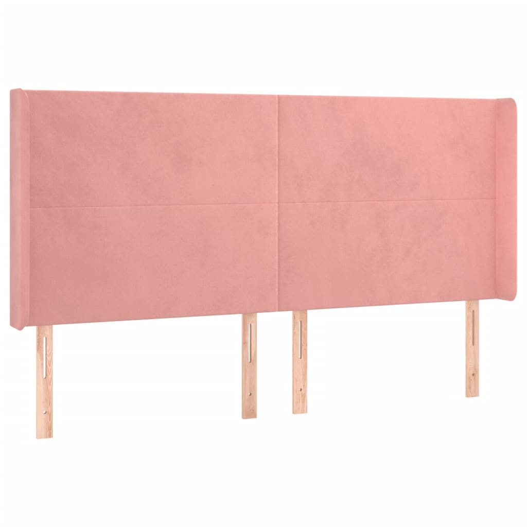 vidaXL Tăblie de pat cu LED, roz, 183x16x118/128 cm, catifea