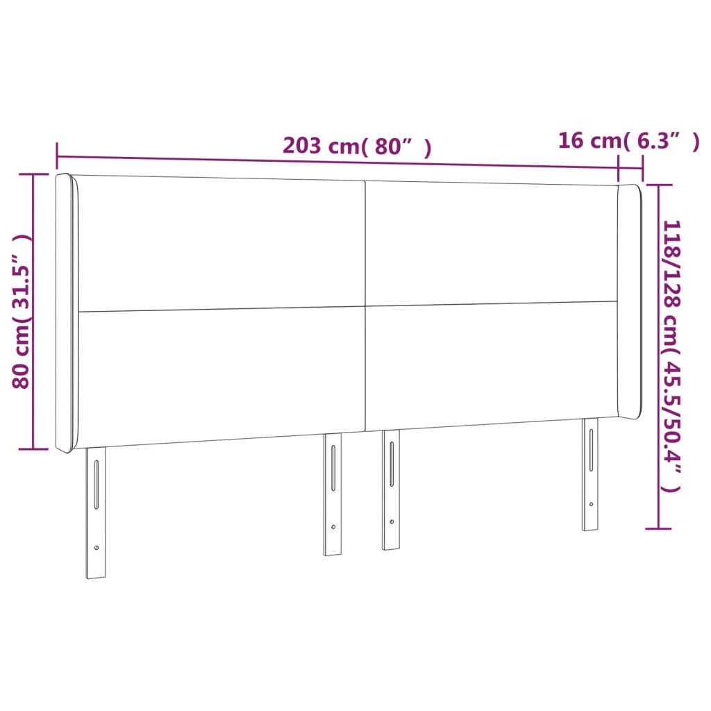 vidaXL Tăblie de pat cu LED, verde închis, 203x16x118/128 cm, catifea vidaXL Tăblie de pat cu LED, verde închis, 203x16x118/128 cm, catifea