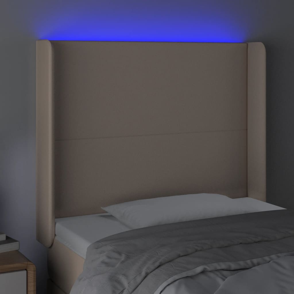vidaXL Tăblie de pat cu LED cappuccino 83x16x118/128cm piele ecologică vidaXL Tăblie de pat cu LED cappuccino 83x16x118/128cm piele ecologică