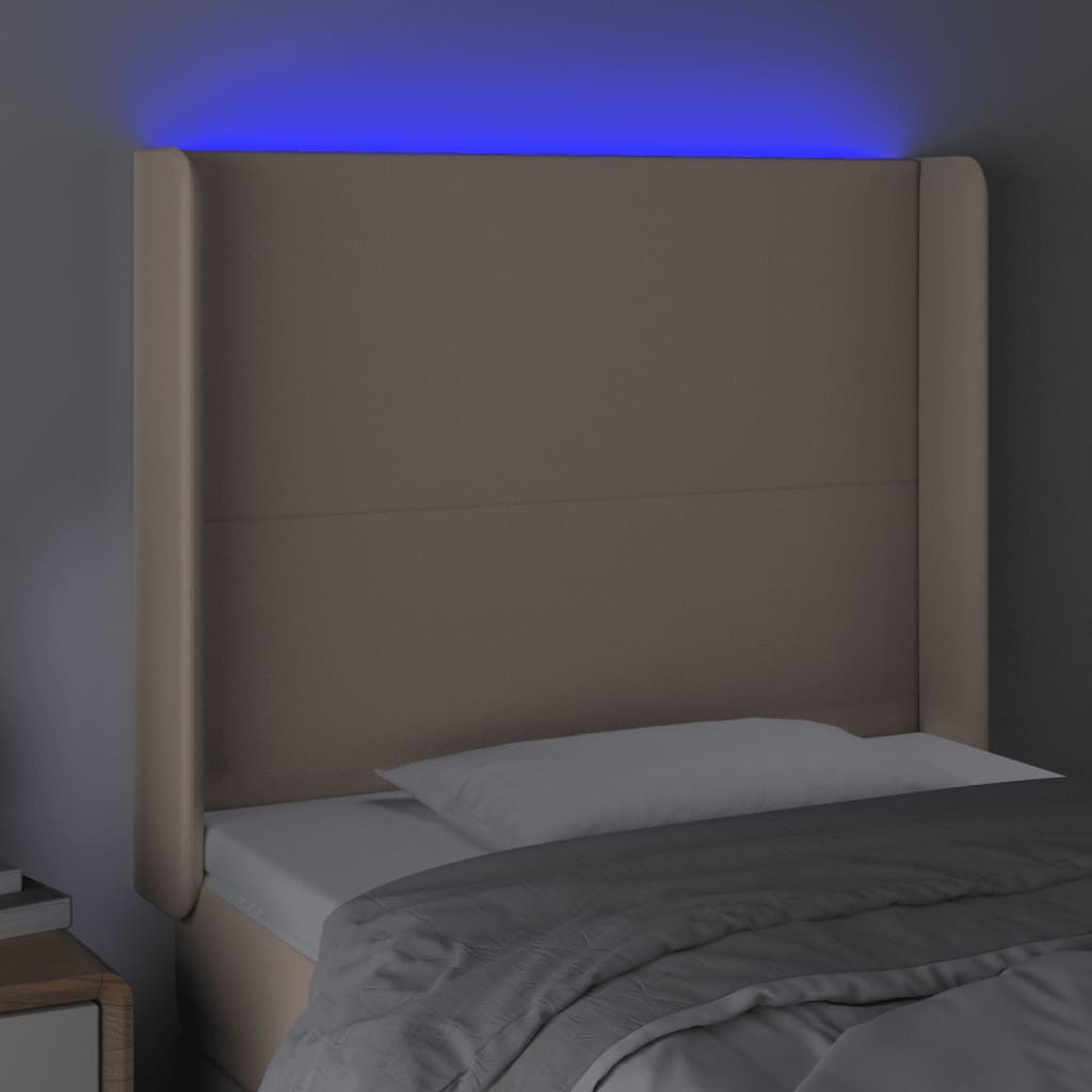 vidaXL Tăblie de pat cu LED cappuccino 93x16x118/128cm piele ecologică vidaXL Tăblie de pat cu LED cappuccino 93x16x118/128cm piele ecologică
