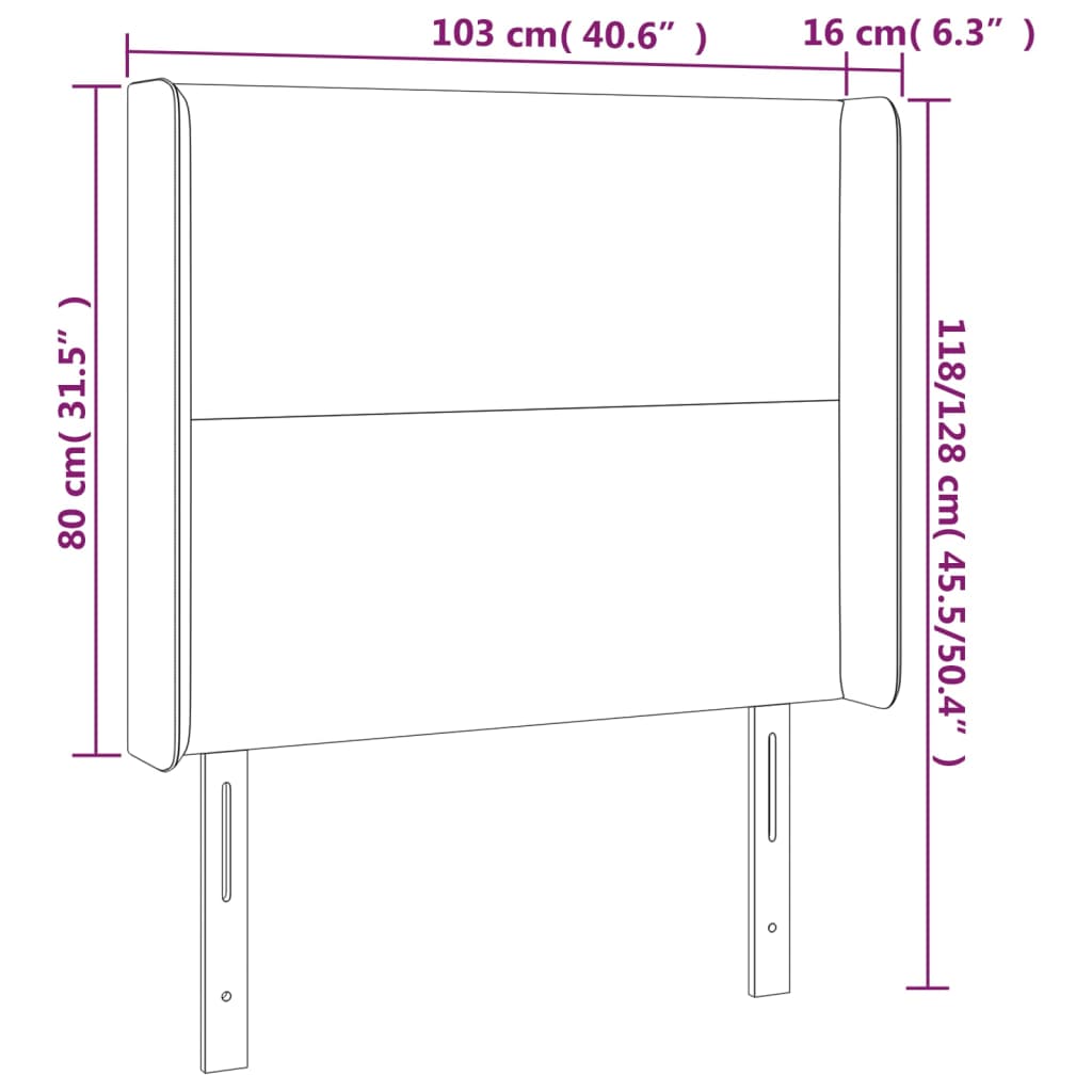 vidaXL Tăblie de pat cu LED, alb, 103x16x118/128 cm, piele ecologică vidaXL Tăblie de pat cu LED, alb, 103x16x118/128 cm, piele ecologică