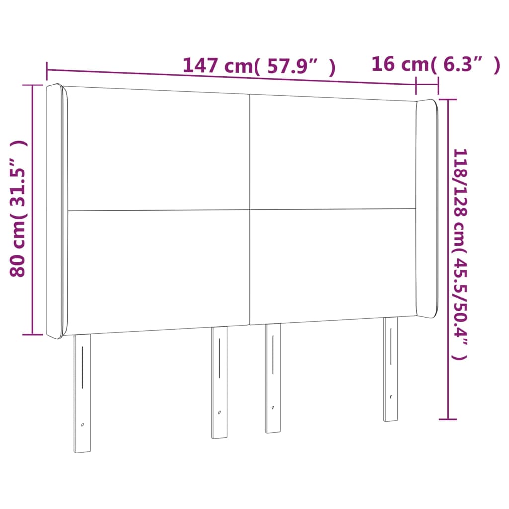 vidaXL Tăblie de pat cu LED, alb, 147x16x118/128 cm, piele ecologică vidaXL Tăblie de pat cu LED, alb, 147x16x118/128 cm, piele ecologică