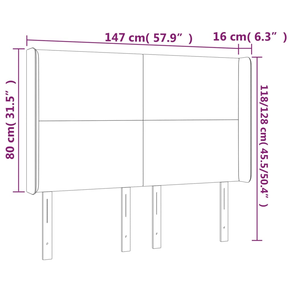 vidaXL Tăblie de pat cu LED, cappuccino, 147x16x118/128 cm, piele eco