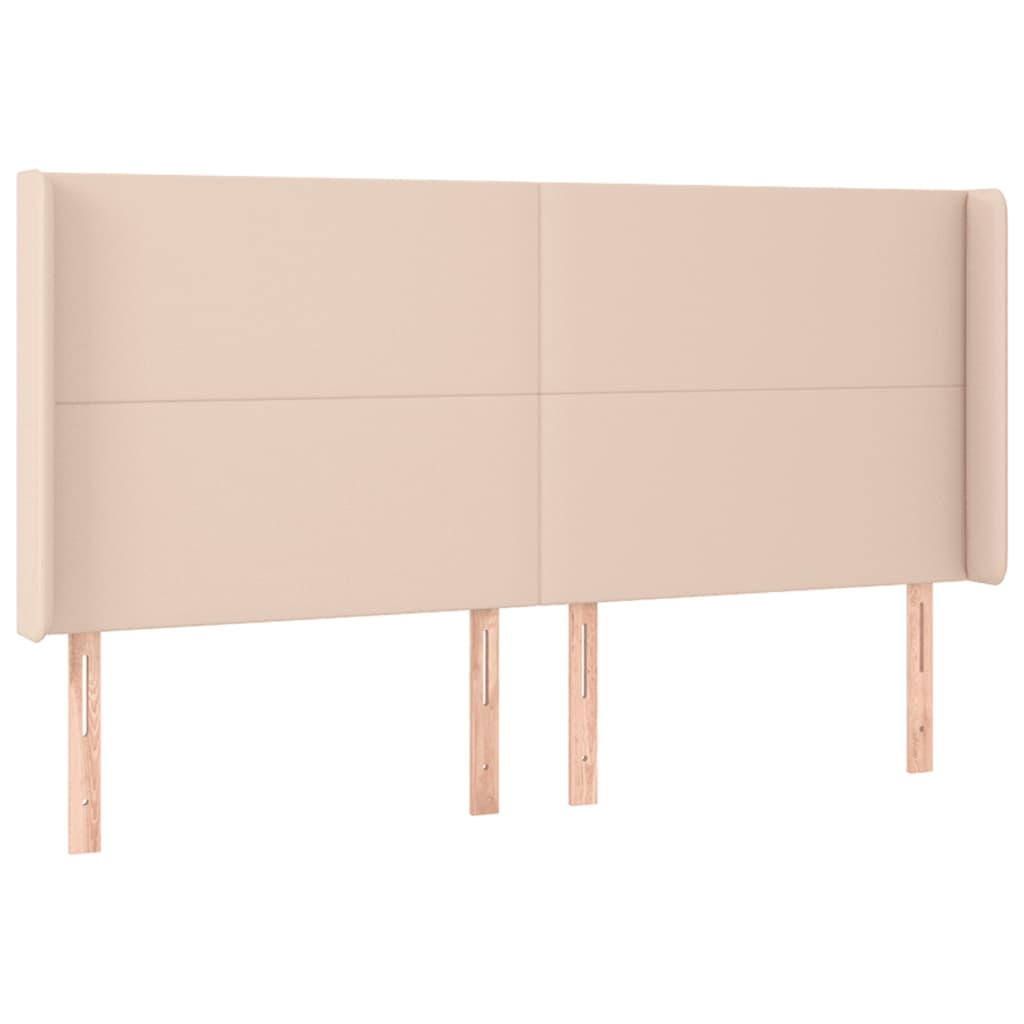 vidaXL Tăblie de pat cu LED, cappuccino, 163x16x118/128 cm, piele eco