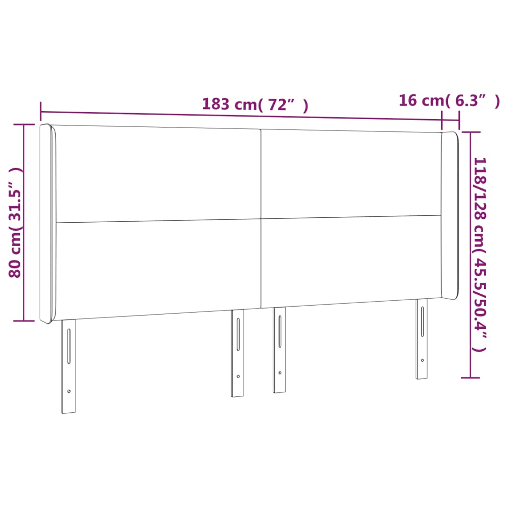 vidaXL Tăblie de pat cu LED, alb, 183x16x118/128 cm, piele ecologică vidaXL Tăblie de pat cu LED, alb, 183x16x118/128 cm, piele ecologică