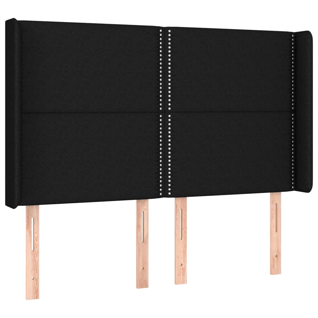 vidaXL Tăblie de pat cu LED, negru, 147x16x118/128 cm, textil vidaXL Tăblie de pat cu LED, negru, 147x16x118/128 cm, textil