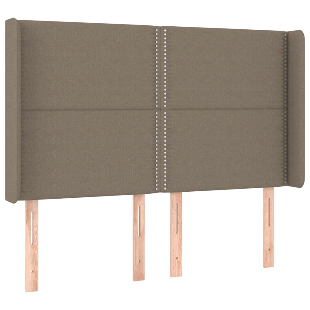 vidaXL Tăblie de pat cu LED, gri taupe, 147x16x118/128 cm, textil vidaXL Tăblie de pat cu LED, gri taupe, 147x16x118/128 cm, textil