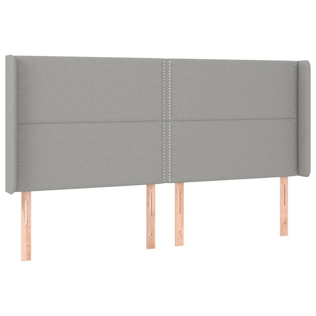 vidaXL Tăblie de pat cu LED, gri deschis, 183x16x118/128 cm, textil